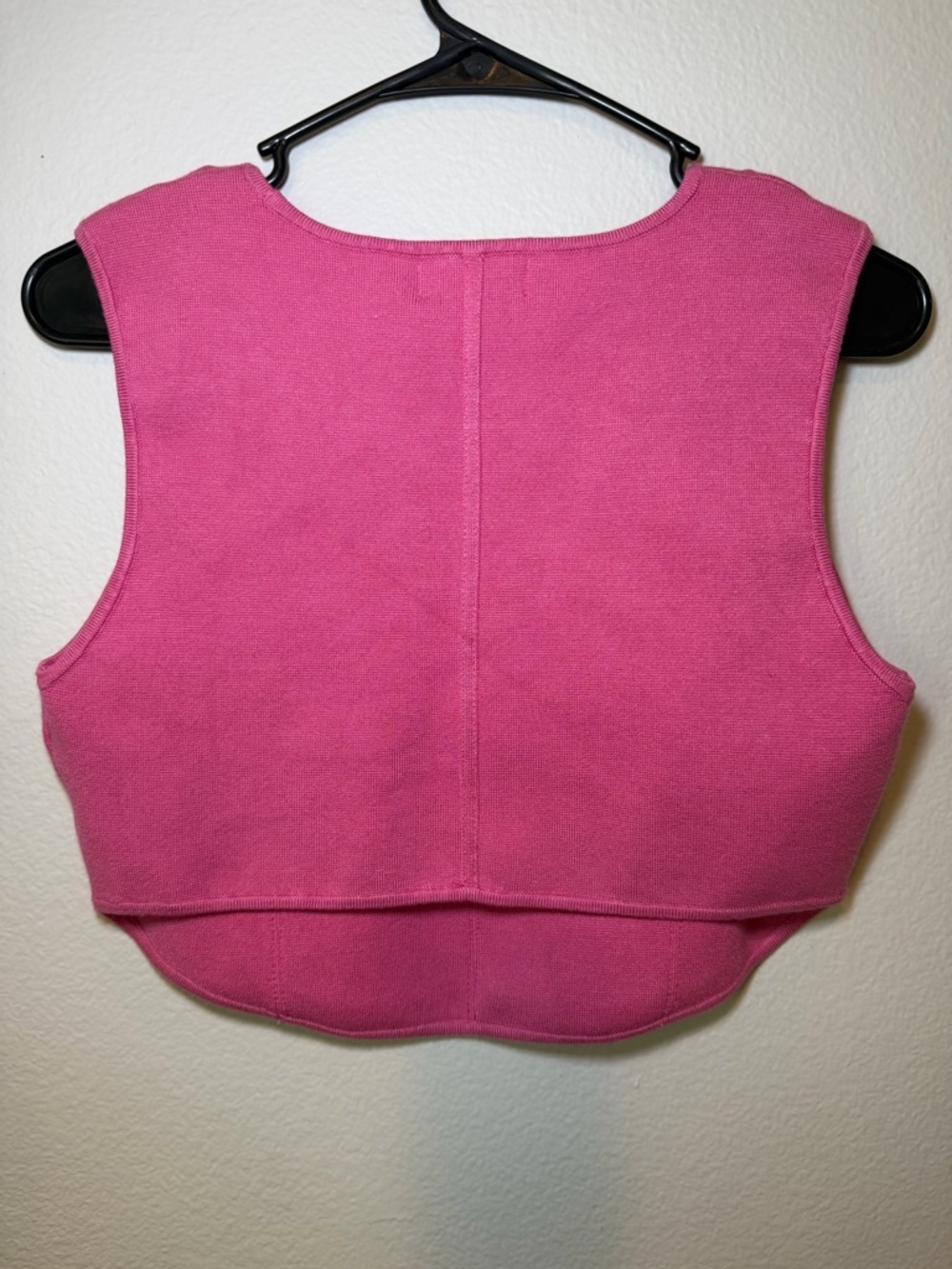 House of Harlow 1960 Barbie Pink Ribbed Knit Structured Cropped Tank Size L - Picture 5 of 7